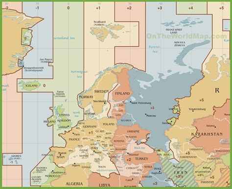 european time zone map